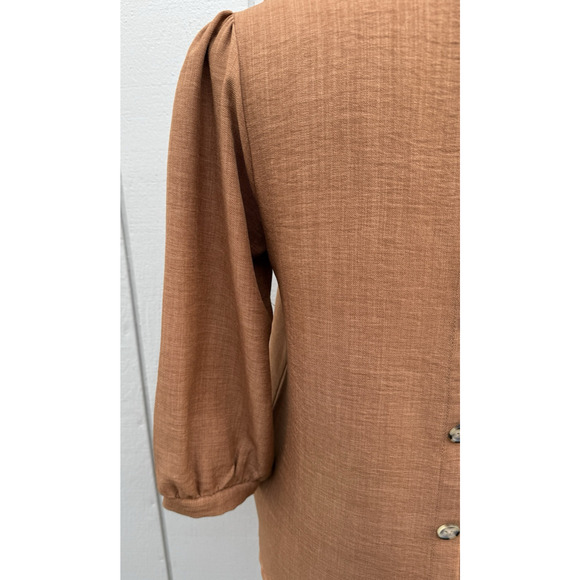 Orange Creek Los Angeles Faux Button Back Sz S Top Rust Balloon Sleeve USA Made - Picture 6 of 16